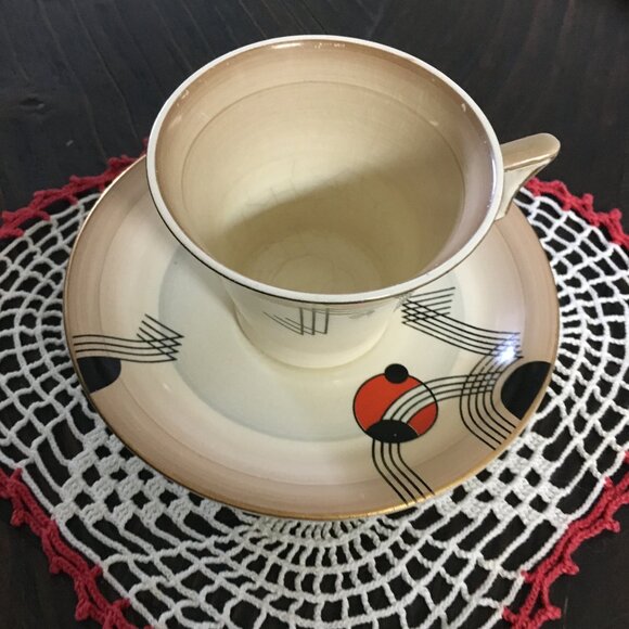 W R Midwinter Art Deco Porcelain Teacup & Saucer - Picture 3 of 12
